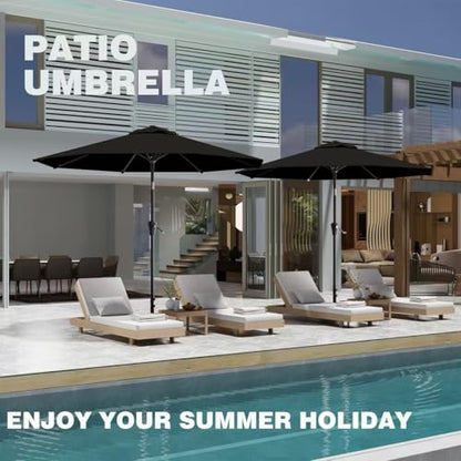 AreShark 9FT Outdoor Patio Umbrella with Tilt and Crank, Black - color: Black, size: 9ft