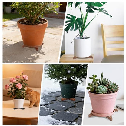 12PCS Large Pot Risers for Outdoor Indoor Planters, Non-Slip Triangular Plant Pots Feet Outside, Invisible Flower Pot Toes Stand Lifter for Drainage & Airflow (Black)