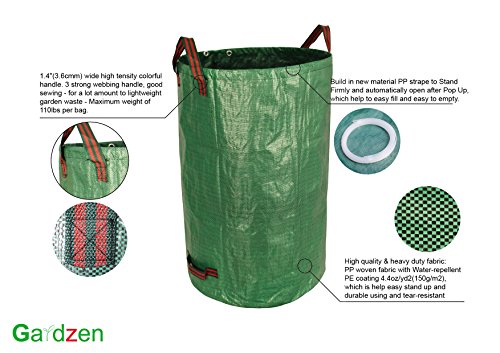 Gardzen 3 Pack Garden Waste Bags 32 40 72 Gallon Reusable Heavy Duty