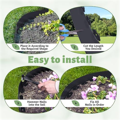 Landscape Edging Border, 2" x 66 FT No-Dig Lawn Edging Kit - size: 2 Inch x 66 FT
