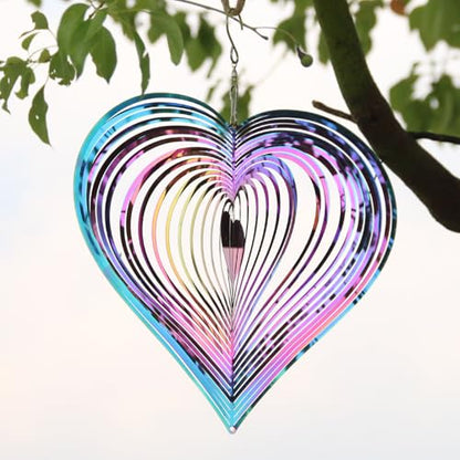 Phuryllic Wind Spinners Outdoor, Garden Decor, Bird Deterrents for Outside, 3D Metal Yard Decorations for Patio & Backyard, Unique Gardening Gifts for Women & Moms - 10in Purple Heart