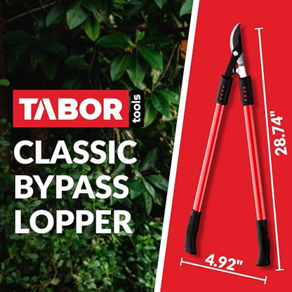 TABOR TOOLS GL16A Bypass Lopper, Classic 28 Inch Tree Trimmer & Branch Cutter, Heavy Duty Tree Pruner with 1 1/4 Inch Clean Cut Capacity, Chops Branches with Ease - style: GL16A Classic 28 Inch Bypass Lopper