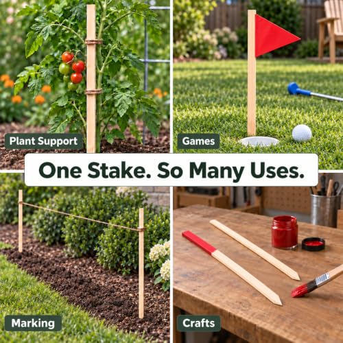 40 Pack Wooden Garden Stakes, 24" Long x 3/4" Wide, Made in USA Pine Plant Markers, Chisel Point Yard Stakes for Gardening, Landscaping, Survey Marking, Signs & Crafts - size: 24" Long (40 Pack)