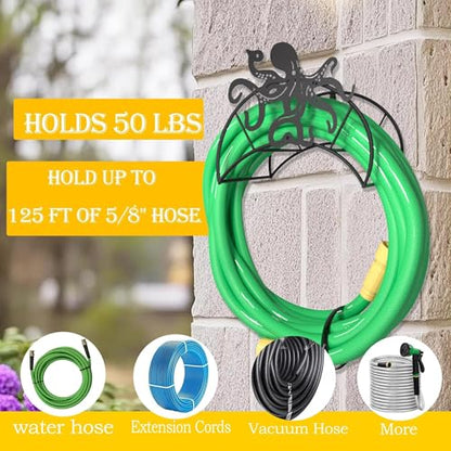 Octopus Hose Hanger Metal Wall Mount Heavy Duty 125'5/8" Garden Hose Holder - color: Octopus