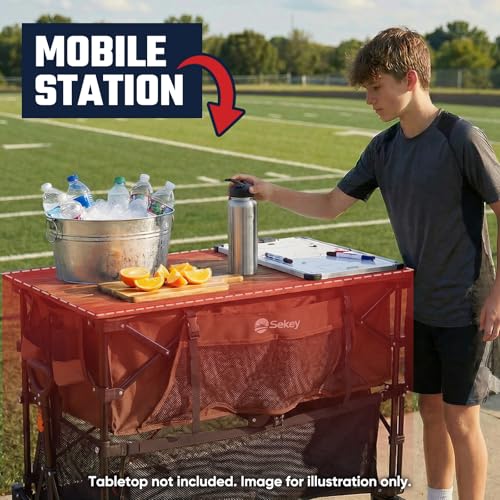 Sekey 400L Double-Decker Wagon, 500 lb Capacity, 50 in Extender - color: Khaki