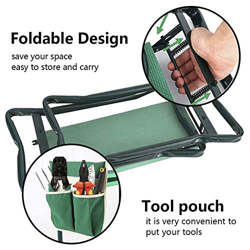 BDL Garden Kneeler and Seat, Upgraded Folding Bench Stool Portable Kneeler, Sturdy Gardening Tools with 2 Free Tool Pouch, Detachable Belt, A Pair of Garden Gloves, EVA Kneeling Pad - size: Queen