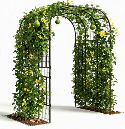 Garvee Metal Garden Arch Trellis, 7.5 Ft Black - size: 7.5 x 5 x 4 Ft