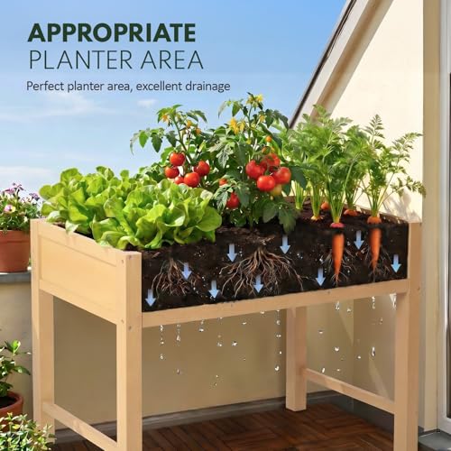 PASAMIC Raised Garden Bed with Legs, 40" HIPS Sturdy Elevated Planter Box - color: Wooden, size: 40x24x30in