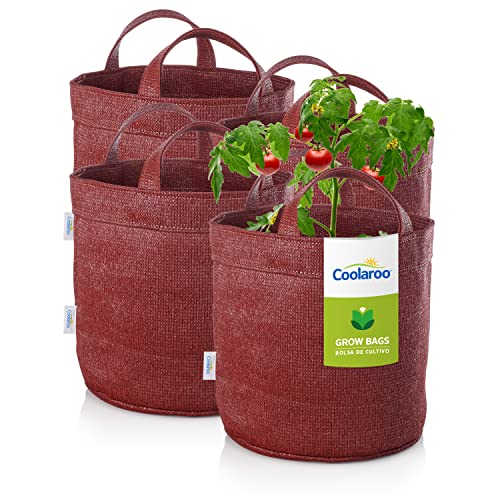 Coolaroo 4-Pack 10 Gallon Heavy Duty Plant/Vegetable/Fruit/Flower Breathable Fabric Grow Planter Pot Bags with Handles, Brick - color: Brick, size: 4 Pack, style: 10 Gallon