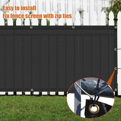 AYOHA 5' x 7' Privacy Fence Screen Fabric Mesh Shade Net Cover, Heavy Duty 160 GSM Privacy Barrier for Chain Link Fence, 90% Privacy Blockage, Excellent Airflow, Cable Zip Ties Included, Black - color: Black, size: 5' x 7'