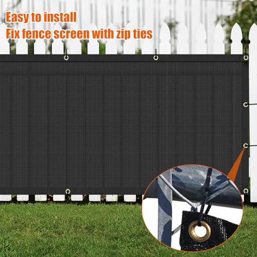 AYOHA 5' x 14' Privacy Fence Screen Fabric Mesh Shade Net Cover, Heavy Duty 160 GSM Privacy Barrier for Chain Link Fence, 90% Privacy Blockage, Excellent Airflow, Cable Zip Ties Included, Black - color: Black, size: 5' x 14'