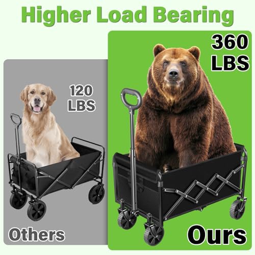 Wagons Carts Foldable,Collapsible Wagon Cart with Wheels - color: Green