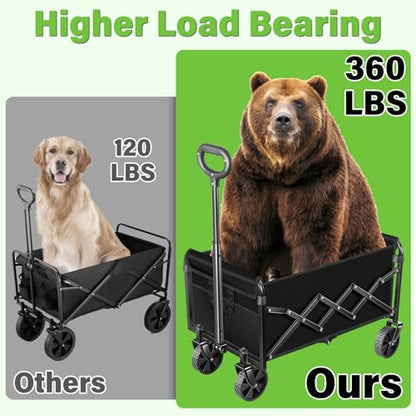 Wagons Carts Foldable,Collapsible Wagon Cart with Wheels - color: Green