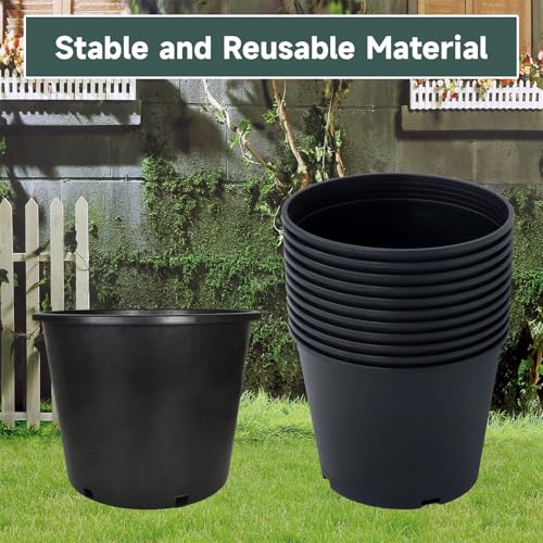 Plant Nursery Pot 7 Gallon Plastic Garden Planter Pots Flower Seedling Injection Molded Container Seed Starting Large Pot Set for Indoor Outdoor Plants Seedlings Vegetables - size: Standard 7 Gallon