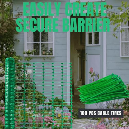 40 inch x 200 feet Plastic Mesh Safety Fence Roll, Reusable Garden Netting Fence Animal Barrier with 100 Zip Ties, Temporary Pool Fence Snow Fence, Poultry, Deer, Dogs, Construction