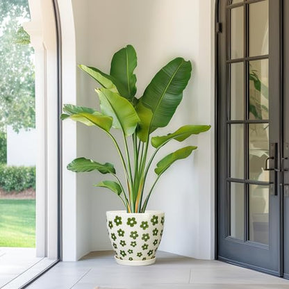 MPotTo Ceramic Flower Pot, 10 Inch, White - color: Petal White, size: 10 Inch