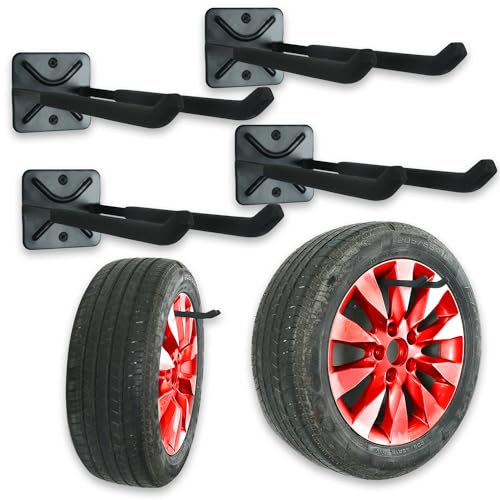 Wallmaster Heavy Duty Garage Tires Hooks Wall Mounted Tool Hanger Organizer - size: 4 Pack