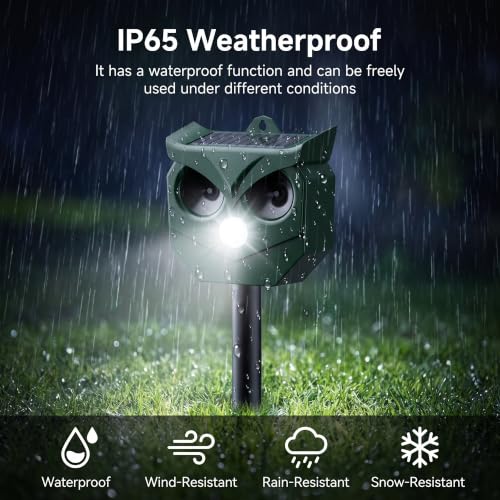Solar Ultrasonic Animal Repeller, Outdoor Cat Deterrent for Deer Squirrels