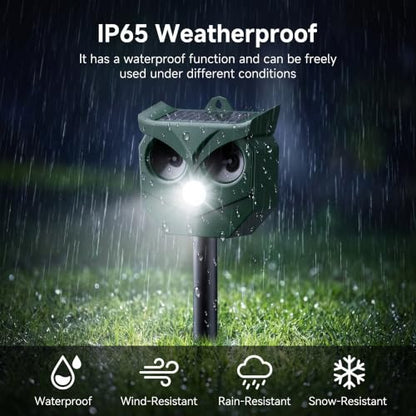 Solar Ultrasonic Animal Repeller, Outdoor Cat Deterrent for Deer Squirrels