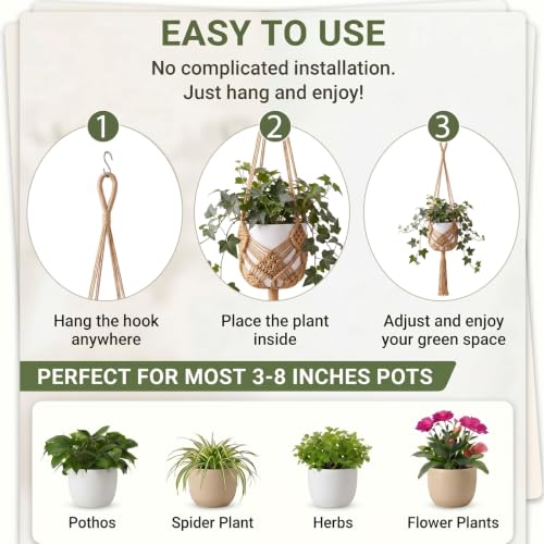 Shappy 1 Pack Boho Macrame Plant Hanger for Indoor - color: Jute Color, size: Style B