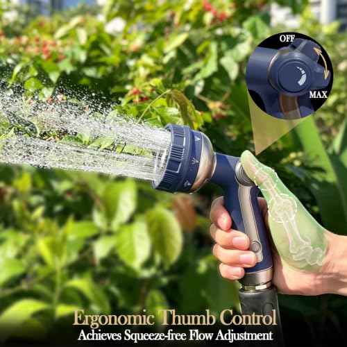 Garden Hose Nozzle Heavy Duty Metal Water Hose Sprayer - color: Navy Blue