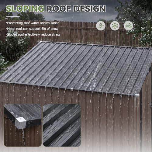 Aoxun 4x6 FT Lean-to Metal Storage Shed,Sloped Roof Outdoor Garden Cabinet - size: 4x6 FT