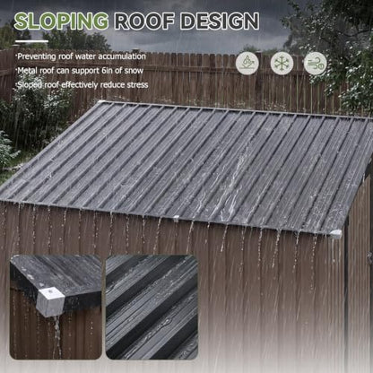 Aoxun 4x6 FT Lean-to Metal Storage Shed,Sloped Roof Outdoor Garden Cabinet - size: 4x6 FT