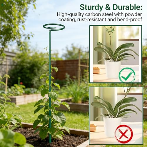 12/24/36 Inch Adjustable Metal Plant Support Stakes - 4 Pack