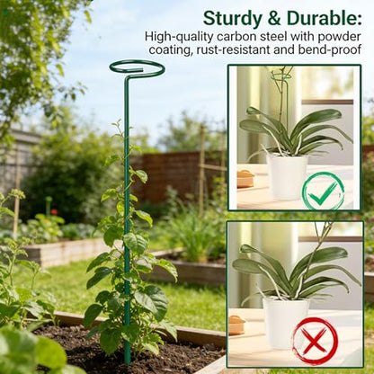 12/24/36 Inch Adjustable Metal Plant Support Stakes - 4 Pack