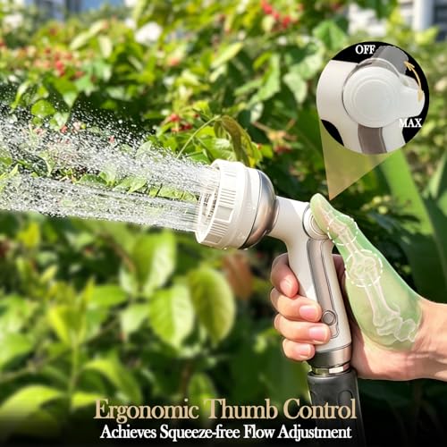 Garden Hose Nozzle Heavy Duty Metal Water Hose Sprayer - color: Beige