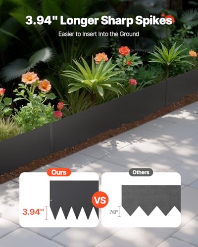 VEVOR Steel Landscape Edging, 4 Packs 40 x 12 in Rust-Resistant Metal Landscape Edging, Bendable Garden Edging Border, Heavy Duty Lawn Edging, Easy-to-Install, Flower Bed Yard Pathway Divider Black - size: 40" L x 12" H,4 Pack, style: Upgraded version