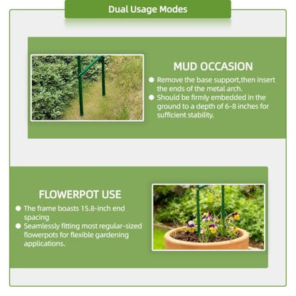 Thickened Metal Garden Arch, 16mm Rust-Resistant Archway for Climbing Plants, Dual Size Convertible Arbor for Wedding & Party & Garden Decoration - style: Thickened 16mm tube without base