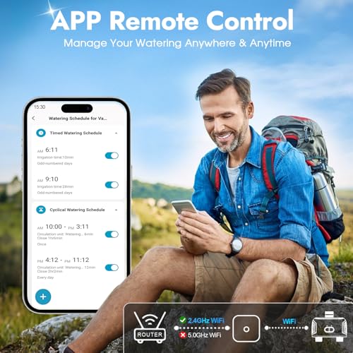 WiFi Water Timer for Garden Hose with Brass Inlet,Smart Hose Timer with WiFi Hub, APP & Voice Control,Up to 20 Watering Plans, 2-Zone Sprinkler Drip Irrigation System Controller for Yard Lawn Watering - color: Black