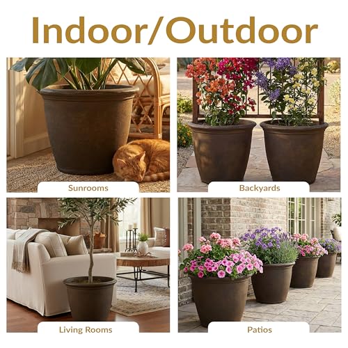 Sunnydaze Anjelica 20'' Large Plastic Planter Pot for Plants, Rust - color: Rust, size: 20 in