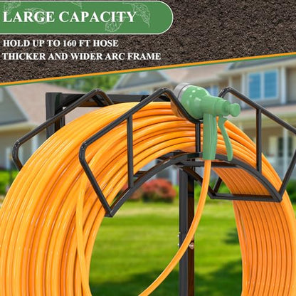 Qatsrin Super Stable Garden Hose Holder, Water Hose Reel holds 160ft, Black - color: Black