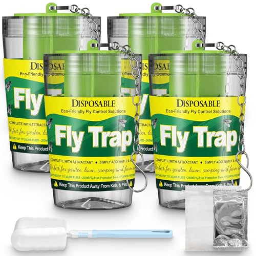 Fly Traps Outdoor Hanging Disposable Fly Trap Outdoor Fly Killer Fly Catcher Bags for Patio Yard Garden Farm Barn,4 Packs - color: 4 packs