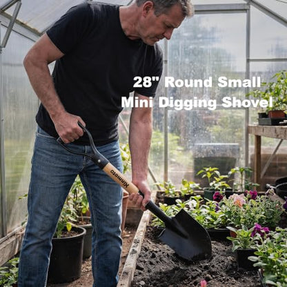 28 Inch Mini Small Heavy Duty Digging Shovel Wood D-Grip Garden Camping Car
