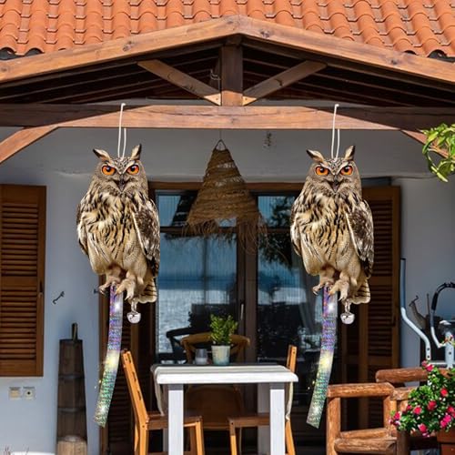 Fake Owl to Keep Pigeon Away, 2PCS Flat Garden Owl - color: Light Brown Owl 2pcs