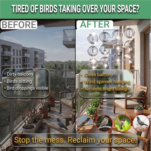 Reflective Bird Deterrents for Outside, Woodpecker Repellent - size: Circle