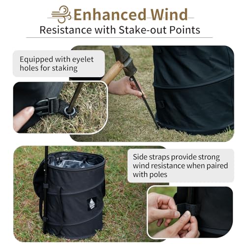 ONETIGRIS Collapsible Trash Can, 12 Gallon Camping Trash Bin with Lid