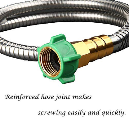 Beaulife 304 Stainless Steel Metal Garden Hose Connector 5 Feet Short Garden Water Hose Extension Extender, Drinking Water Hose Lead and BPA Free - size: 5ft
