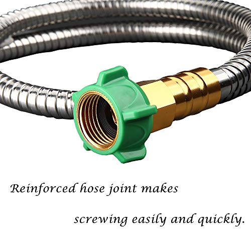 Beaulife 304 Stainless Steel Metal Garden Hose Connector 5 Feet Short Garden Water Hose Extension Extender, Drinking Water Hose Lead and BPA Free - size: 5ft