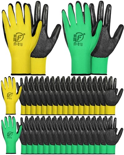 Honeydak 36 Pairs Garden Gloves Bulk for Men Women - color: Yellow, Green