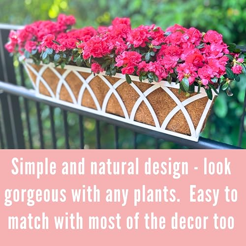 LaLaGreen Rustic Wall Planter (24 in, 2 Pack) White Rectangular Window Box - size: 24 Inch x 2 Pack