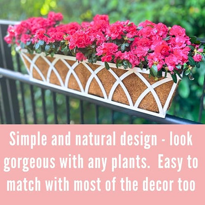 LaLaGreen Rustic Wall Planter (24 in, 2 Pack) White Rectangular Window Box - size: 24 Inch x 2 Pack