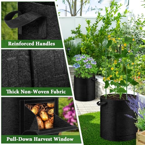 2 Pack 10 Gallon Potato Grow Bags with Pull-Down Harvest Window - size: 2Pack-10 Gallon-Pull-Down Harvest Window