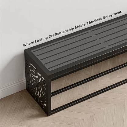 47" Outdoor Storage Bench, HDPE Seat, Steel Frame, Summer - style: Summer Breeze