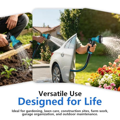 Heavy Duty Garden Hose 100FT, Flexible Water Hose with 10 Function Sprayer - color: Dark Blue, size: 100FT