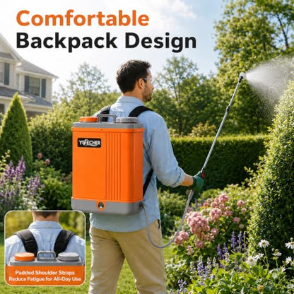 5.3 Gallon Battery Powered Backpack Sprayer, 100 PSI High Pressure 20L Electric Garden Sprayer with 12V Rechargeable Battery, Telescopic Stainless Steel Wand, 7 Multi-Functional Nozzles & Shield