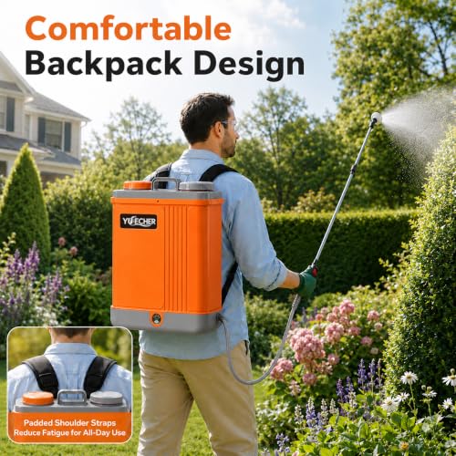 5.3 Gallon Battery Powered Backpack Sprayer, 100 PSI High Pressure 20L Electric Garden Sprayer with 12V Rechargeable Battery, Telescopic Stainless Steel Wand, 7 Multi-Functional Nozzles & Shield